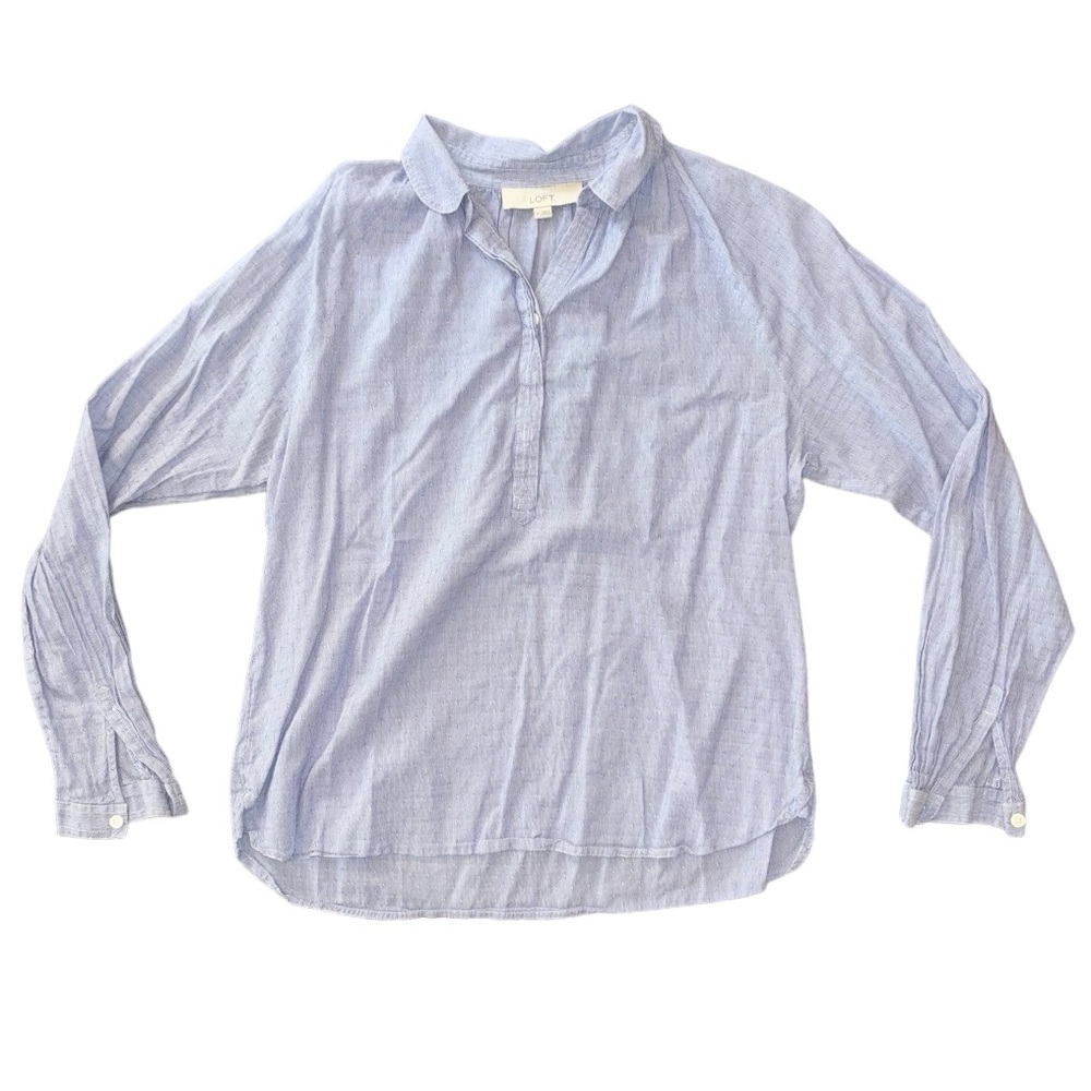 Ann Taylor LOFT Light Blue Long Sleeve Shirt Blouse